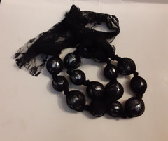 Estate Lace Faux Pearls Lanvin? Style Sash Necklace