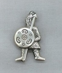 Vintage Silver Viking Charm Pendant Traditional Warrior Spear Shield Armor