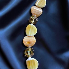 Vintage Lucite Flower Necklace Butterscotch Caramel AB Crystal Hidden Clasp 21″