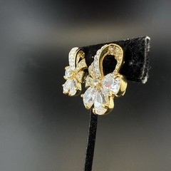 Nolan Miller Earrings Bow Ribbon Gold Tone CLIP ON Rhinestone Cocktail Bling