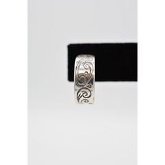 Vintage Demi Hoops Earrings Dangle Drop Etched Design Silver Tone 1990s BinH