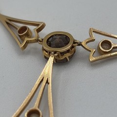 Antique 15K Gold Filigree Lavaliere Y Necklace Seed Pearls 9 Grams Stamp 15C