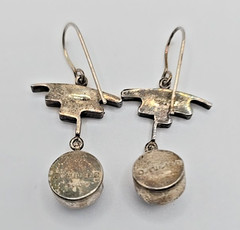 Signed Jeff Dawald Studio Art Sterling Silver Onyx Dangle Earrings Faribault MN