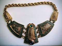 Vintage Les Bernard Bib Breastplate Statement Lucite Choker Collar Necklace