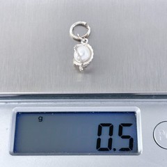 Vintage Silver Plated White Faux Pearl Charm Pendant
