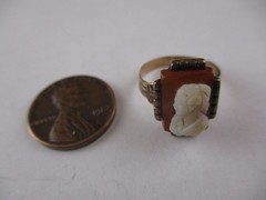 Antique Victorian Carnellian Cameo Ring Size 5 8K 333 Yellow Gold 3.1g