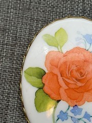 Hallmark Floral Oval Brooch 2.25 In As Is Pendant Orange Green Blue Vintage Boho