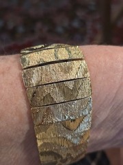 Les Bernard Inc Bracelet Wide Articulated Link Bracelet Textured Wave Pattern