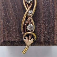 Vintage Clear Rhinestone Bar Brooch Gold Tone C Clasp Open Back Art Deco Style