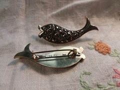 Vintage “Made In Germany” 2PCS Marcasite Brooch Fish 06-01-2022 45mm