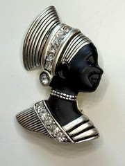 Vintage Egyptian Revival Nubian Queen Brooch & Earrings Set Askew London Style