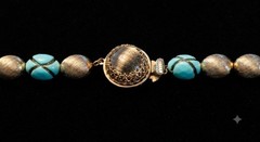 LOVELY GOLD AND TEAL VINTAGE NECKLACE