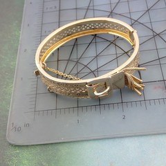 Whiting Davis Foxtail Chain Fringe Gold Tone Hinged Buckle 6.75″ Bracelet Safety