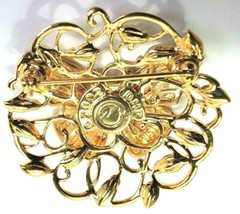 2002 Swarovski Swan Mark Signed Butterfly Brooch Pin Pink Green Rhinestones