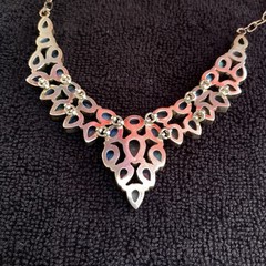 Vintage Sterling Necklace Rainbow Labrodite 16.5 inch / 92.5% Silver
