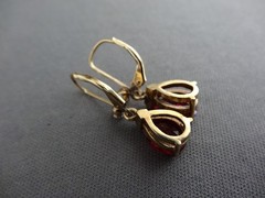 VINTAGE LA GILTED STERLING TEAR DROP RUBY SPINEL DANGLE PIERCED EARRINGS