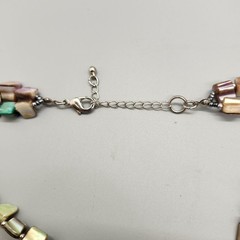 Vintage Rainbow Opalescent Tear Drop Shell Design Necklace Multicolor 16″