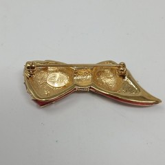 Vtg Signed Carolee Patriotic American Flag Bow Brooch Pin Enamel Diamanté Read