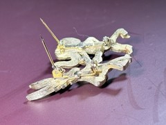 Vintage Political Pin Set Bipartisan Elephant Donkey Brooch Gold Tone Rhinestone