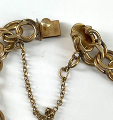 VTG 1/20 12k GF 10mm Double Link chain medal charm bracelet safety chain 7.5″