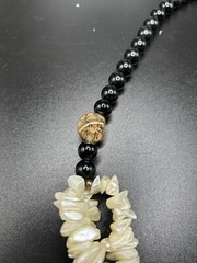 Lot of 2 Vintage Necklaces~Black & White Faux Pearl, Glass, Rhinestones, Plastic