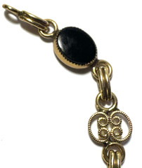 Vintage Jewelry Bracelet SIGNED JMS 12K GF Gold Chain 1/20 Black Cabochon 4