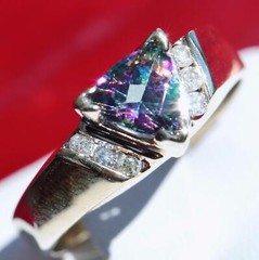 14k yellow gold sz-7.5 ring 1.12ct Mystic treated topaz diamond 4.3gr N2341E