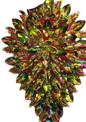 Stunning 6″ Watermelon Teardrop Shape Articulated AB Crystal Gold Tone Brooch