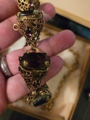 Czechslovikian Amethyst Glass Choker And Bracelet