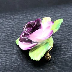Cara China Porcelain Flower Brooch Purple Rose Staffordshire England Floral Pin