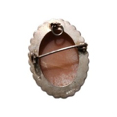Antique Vintage Italian PA 800 Silver Carved Shell Cameo Pendant Brooch