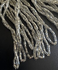 Antique 1920s Art Deco Silver Lined Glass Seed Bead Sautoir Lariat Necklace 48”!