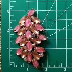 Vintage Pink Givre and AB Rhinestone Marquise Brooch