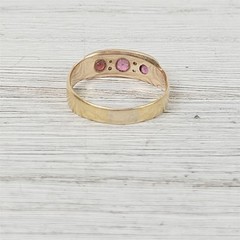 Victorian Ruby Diamond 14K Yellow Gold Band Ring 7 Simple Antique Luxury Flush