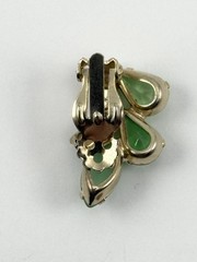 Vintage Brooch & Earrings Set W/ Green & AB Stones