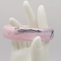 Pink Marble Swirl with Gray Black Abstract Chunky 1990s Bangle Bracelet