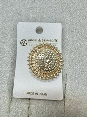 ANNA Charlotte Blinged Rhinestone Golden Domed Brooch