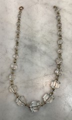 Antique VTG Art Deco Gold Filled Rhombic Graduated Cut Crystal Glass Necklace