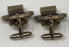 Danté Sodalite Cufflinks Blue Stone Gold Tone Mesh Wrap Around – Vintage