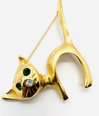 Huge ULTRA CRAFT 6 inch Modernist Cat Brooch Rhinestones Signed Vintage Jewelry
