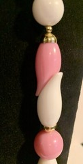 Pink & White Plastic Art Deco Bead Necklace Vintage