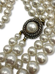 Vintage 50s 60s Japan Faux Pearls Graduated Double Strand Necklace 7mm 9mm 26.5”