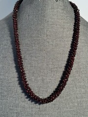 Vintage Almandine Garnet Gemstone Beads Natural Rope Necklace 24″