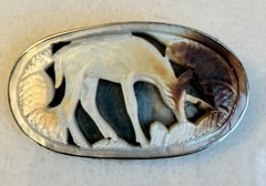 VTG Eve J. Alfille Early Studio Sterling & Abalone Shell Figural Deer Brooch