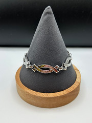 VINTAGE MONET SILVER TONE BRACELET SAFETY CHAIN – SIGNED