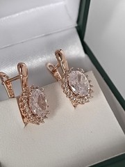 Vintage 1990-s 14 Ct Rolled Gold Zircons Earrings-Hallmarked 585 RG