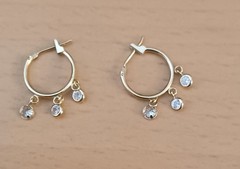 14k Gold Cubic Zirconia Drop Chandelier Huggie Dangle Wedding Earrings – 1 gram