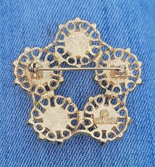 Vintage Sarah Coventry Gold tone Red 5 Stones Brooch Pin Jewelry