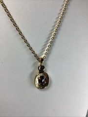 Vintage 18″ Cable Chain Oval Faux Amethyst Pendant Gold Tone Necklace NN36