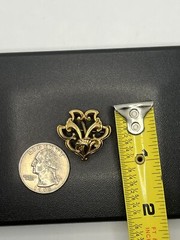 Antique gold tone ornate watch clip pin brooch Art Nouveau flowers